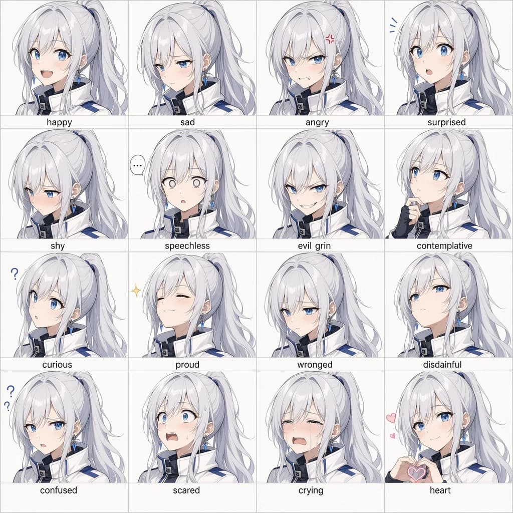 16コマ アニメ表情グリッド