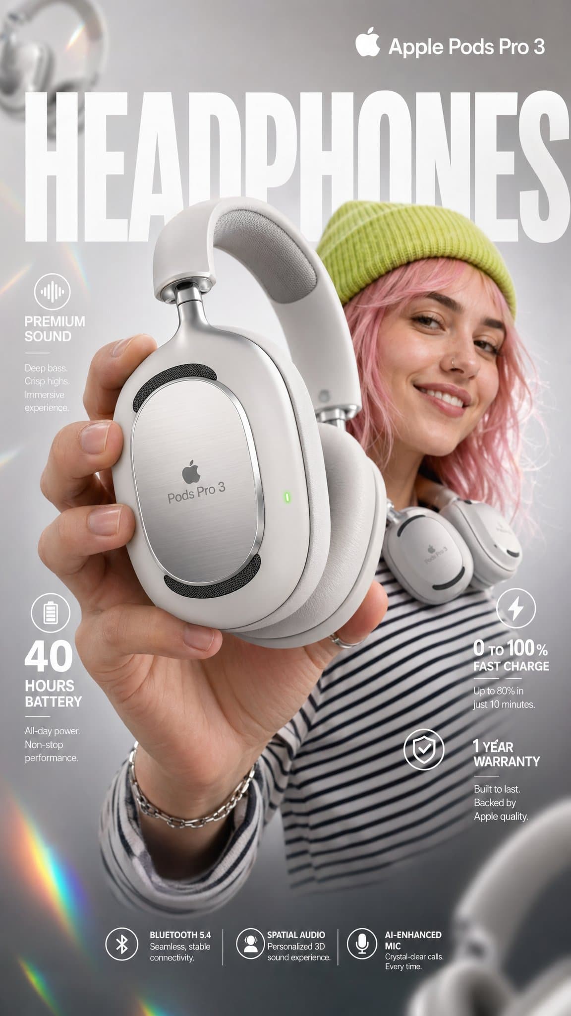 Apple Pods Pro 3 ヘッドホン Eコマース・インフォグラフィック
