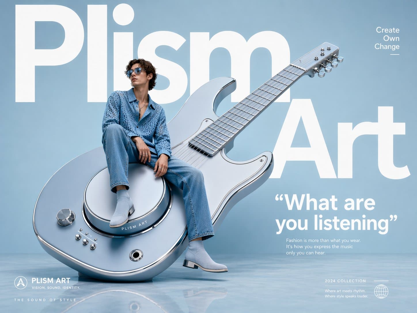 Anuncio de moda escultura de guitarra vanguardista