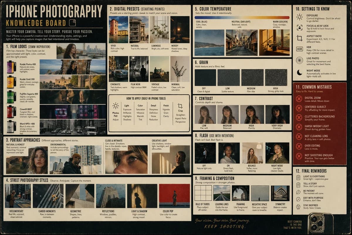 Kamerastil-Referenztafel für iPhone-Fotografen