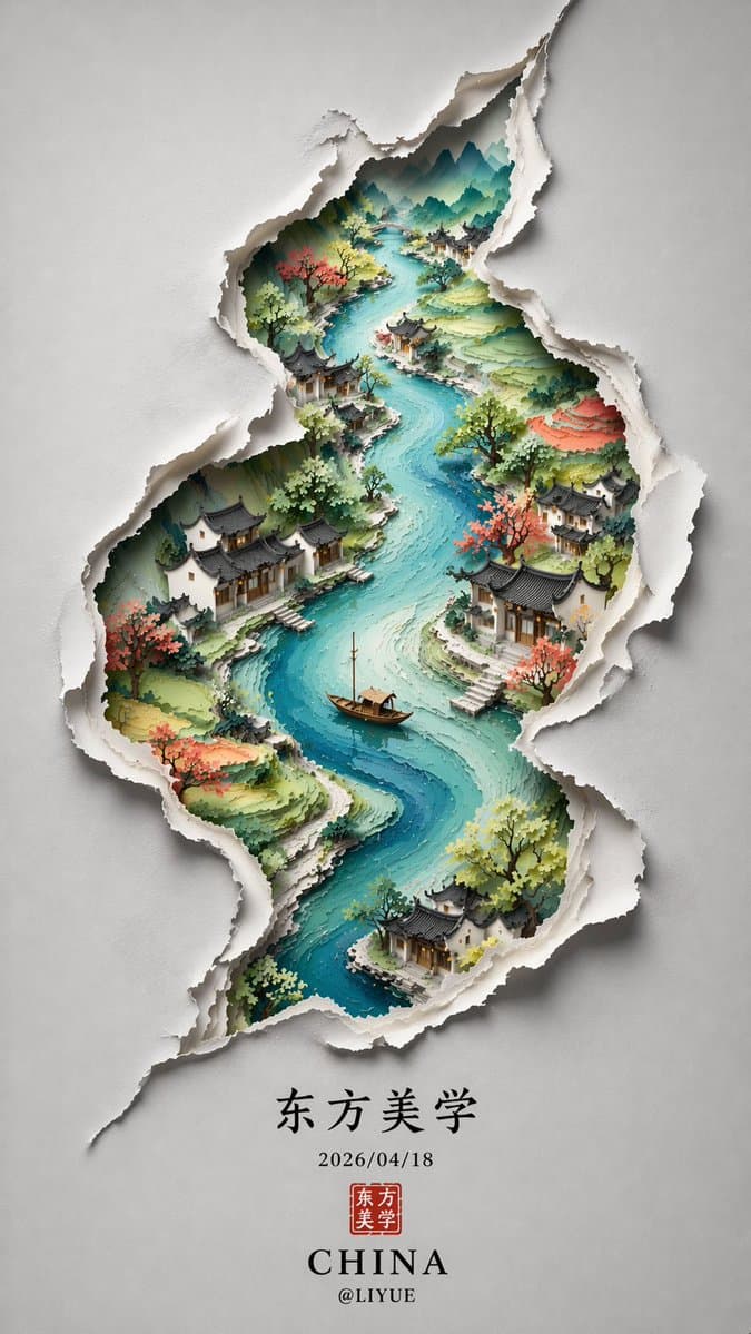 Chinesisch-minimalistisches S-förmiges Plakat
