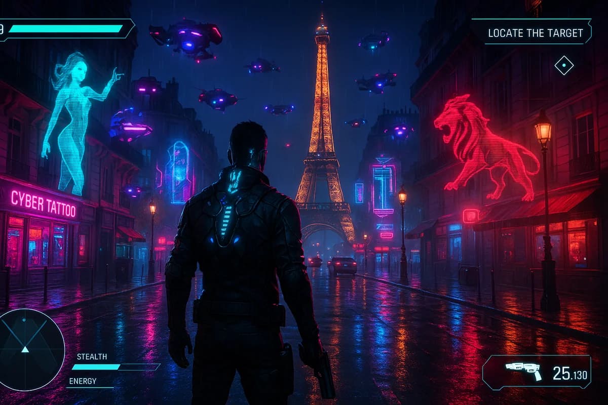 サイバーパンク欧州アクション HUD
