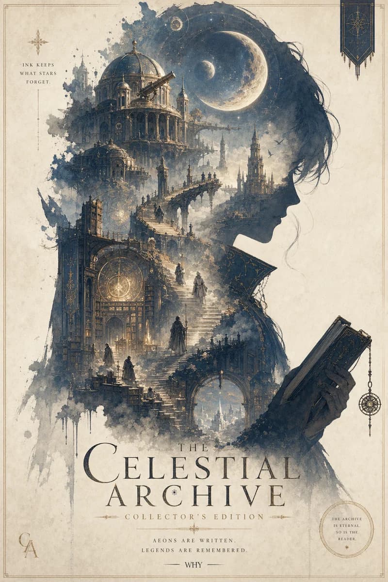 Episches Silhouetten-Worldbuilding-Plakat