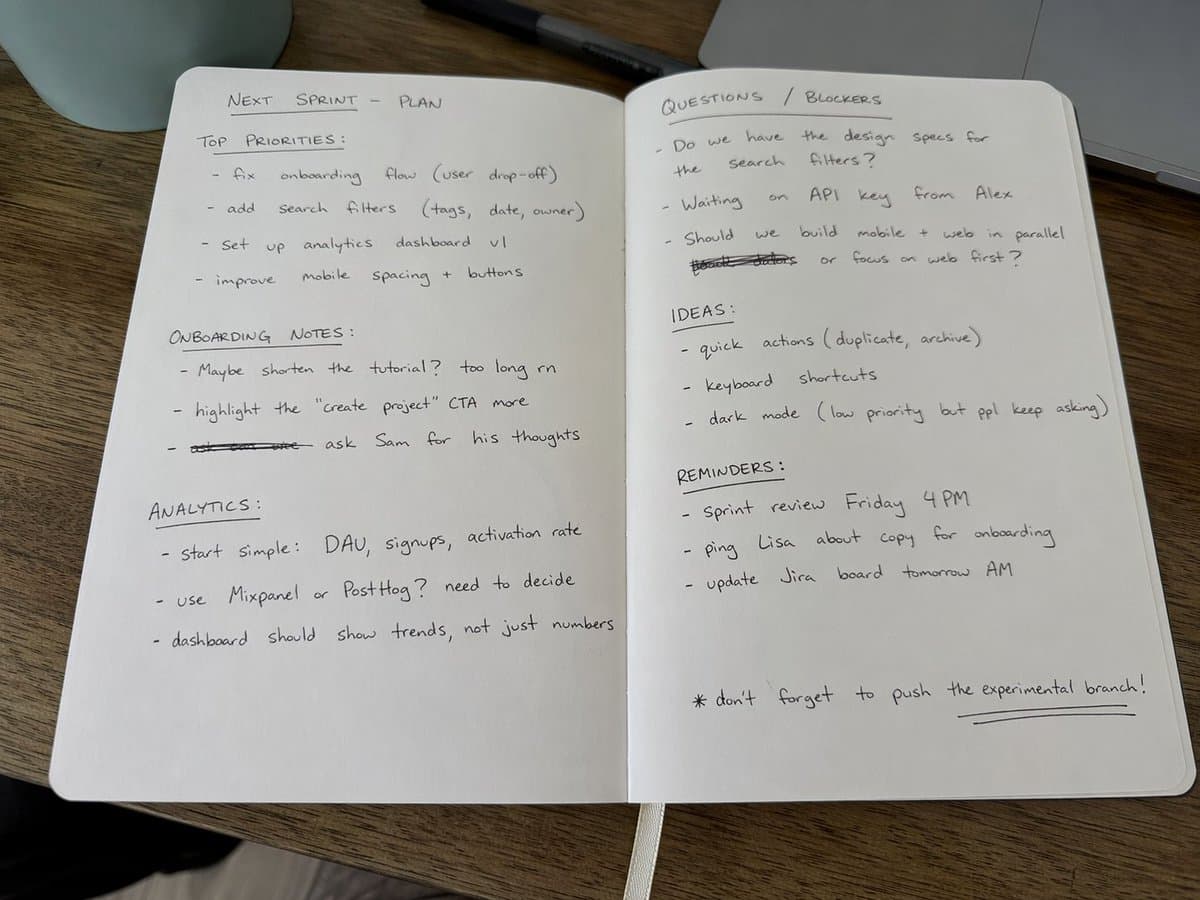 Foto de caderno manuscrito