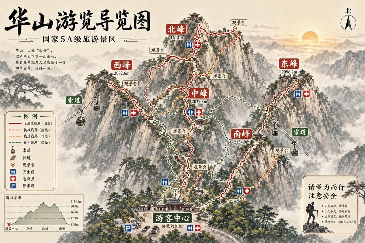 華山5A景区 サインマップ