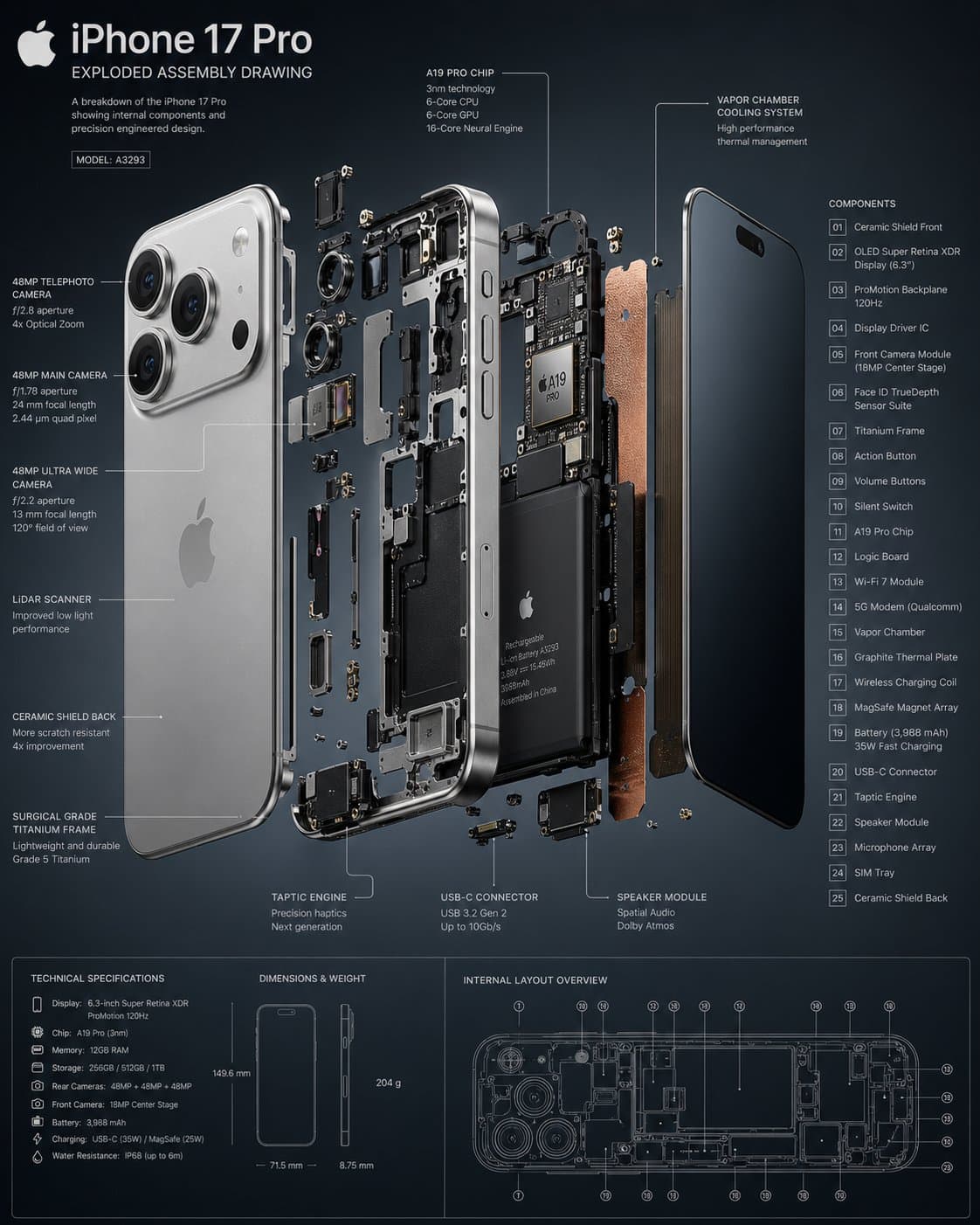 スマートフォン爆発分解図