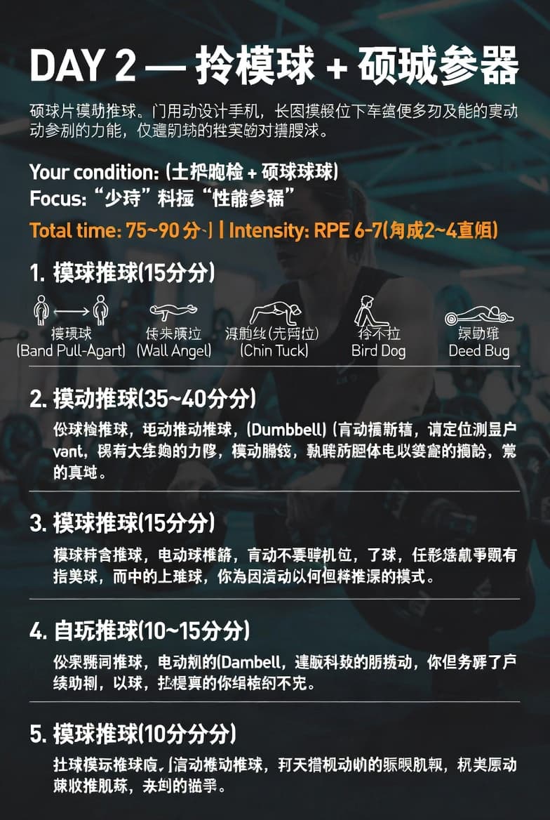 中国語ジム トレーニングプラン インフォグラフィック