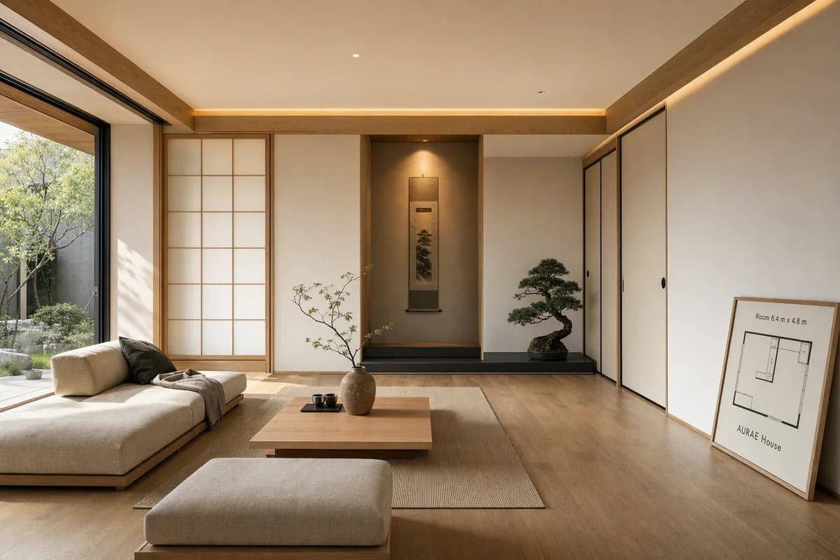 Salon minimaliste japonais