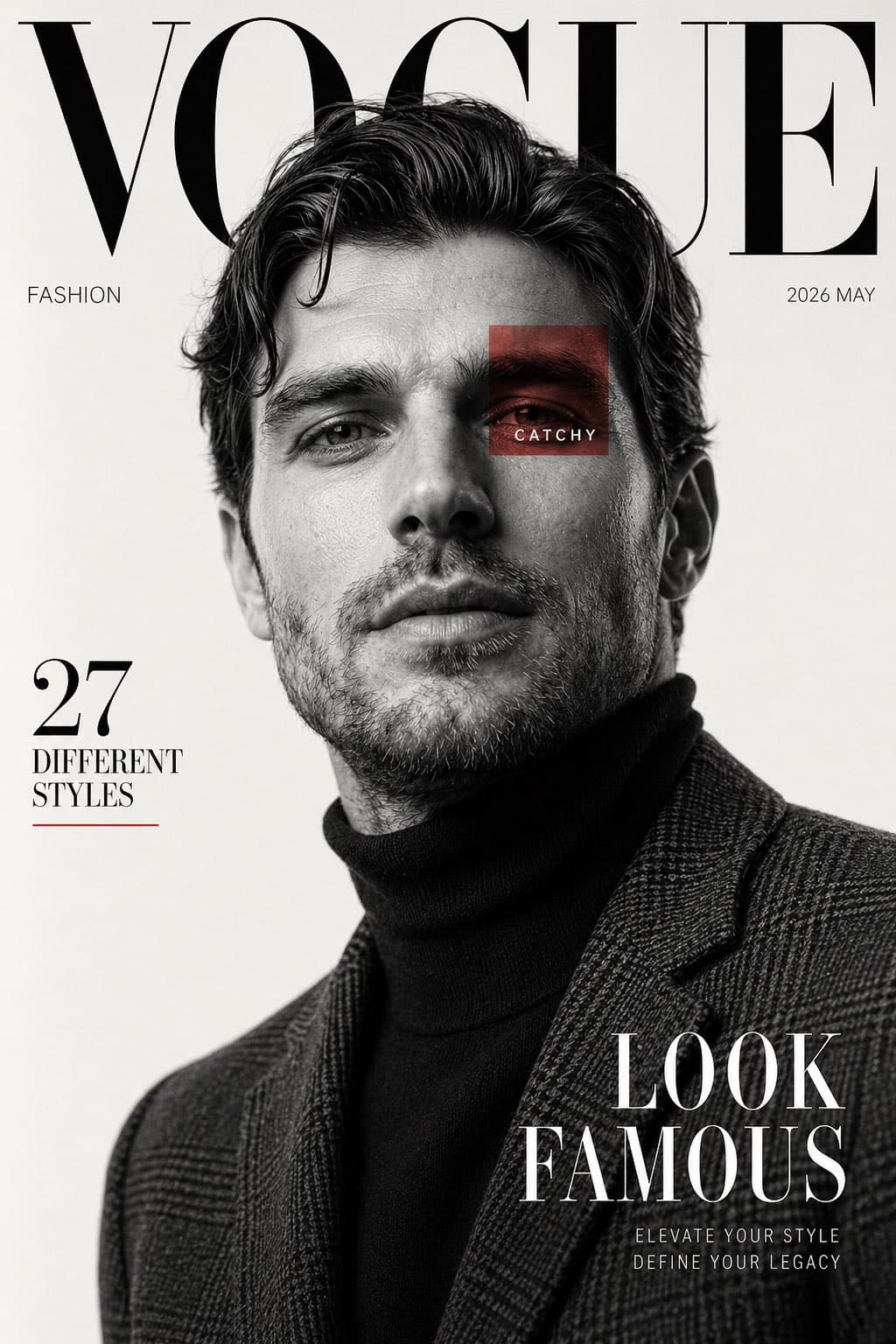 Luxus-Modemagazin-Cover Schwarz-Weiß