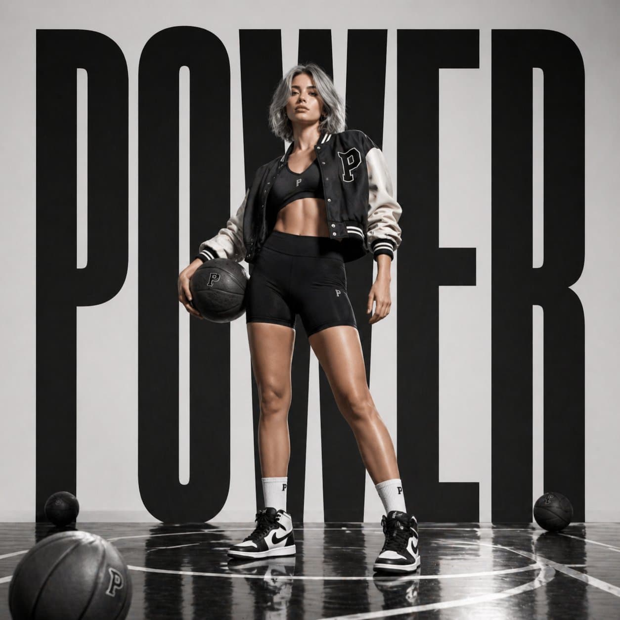 Póster de campaña ropa deportiva de lujo: atleta de básquetbol