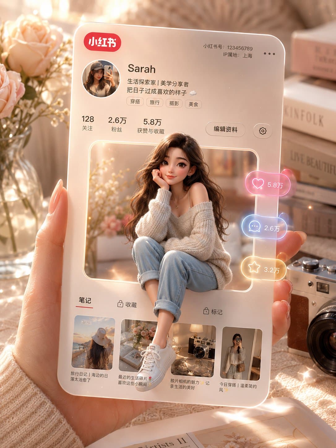 3D Xiaohongshu-Profilkarte