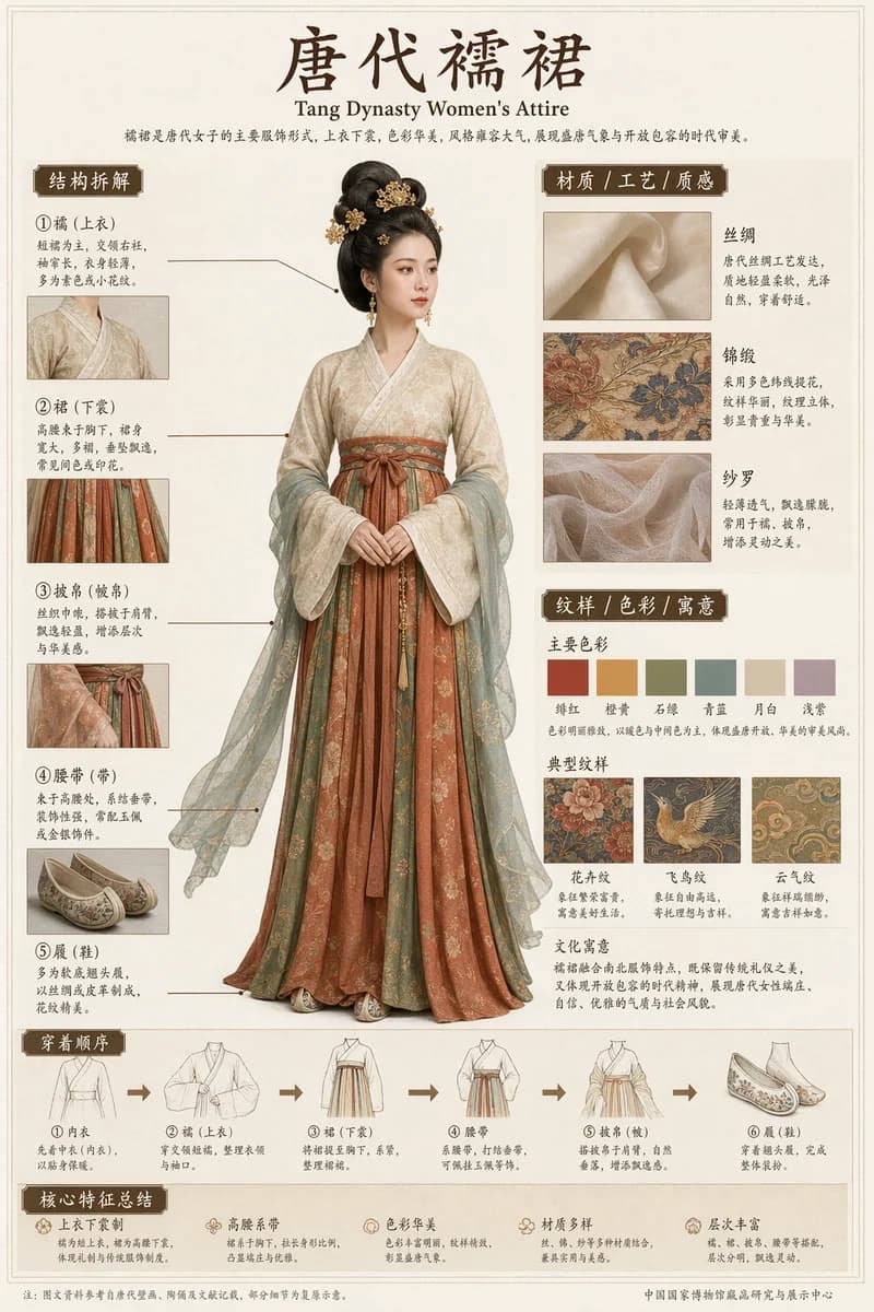 博物館図録 分解インフォグラフィック(唐代襦裙)