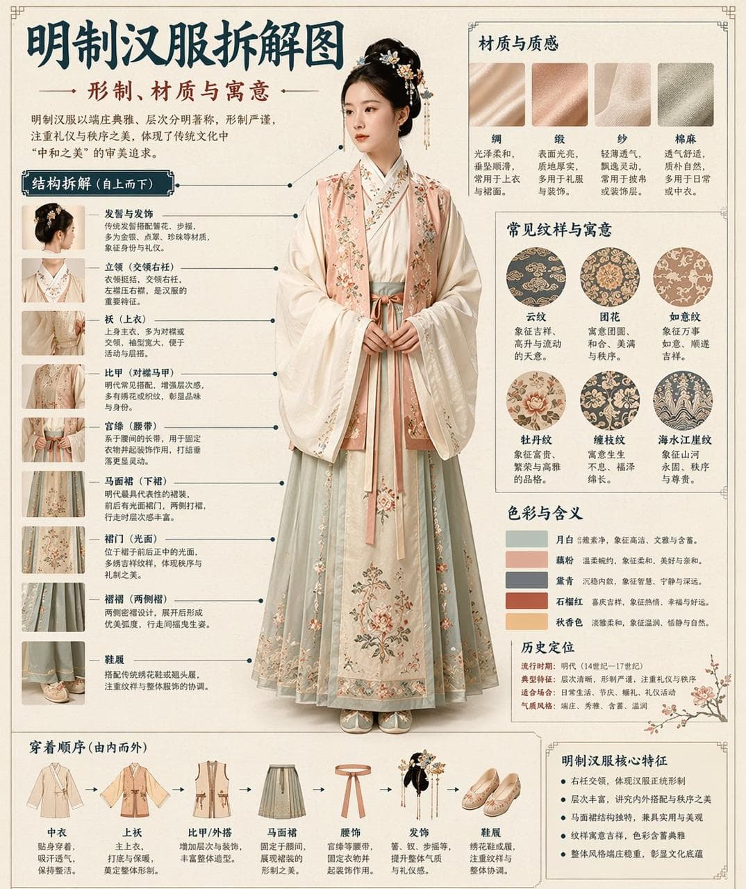 博物館スタイル 漢服分解インフォグラフィック