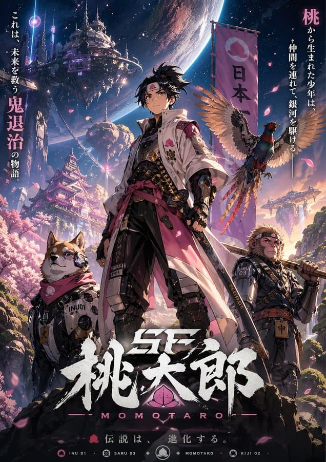 Cyber-Sci-Fi Momotaro Key-Visual