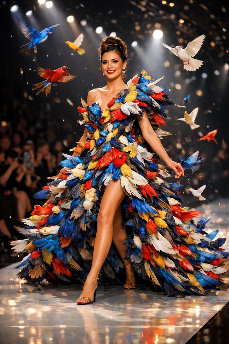 Sàn diễn haute couture mộng ảo dệt từ đàn chim