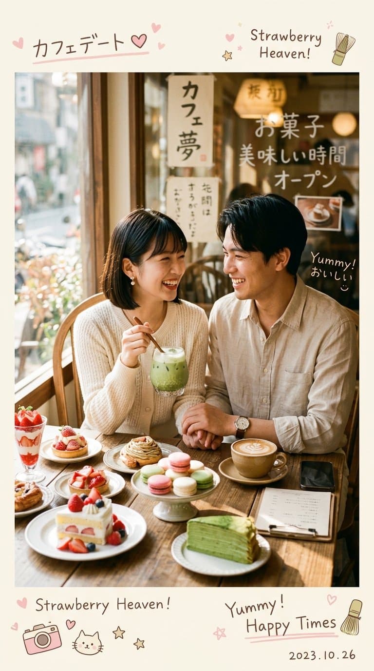 日韓カフェ カップル写真