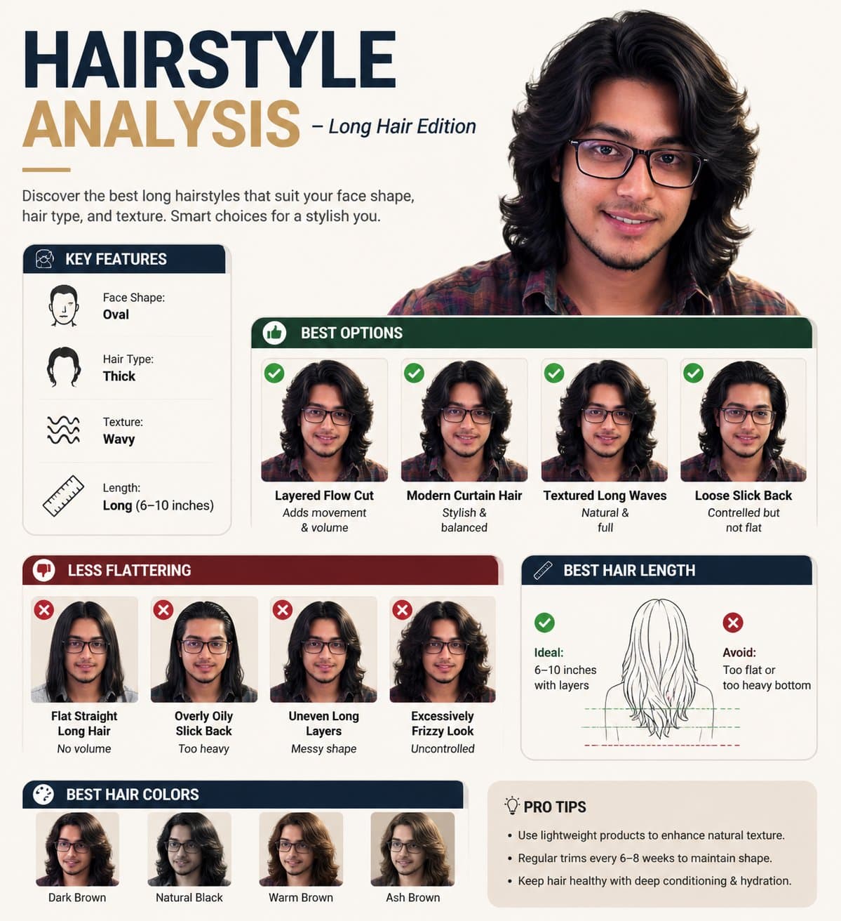 Langhaar-Styling-Analyse-Infografik