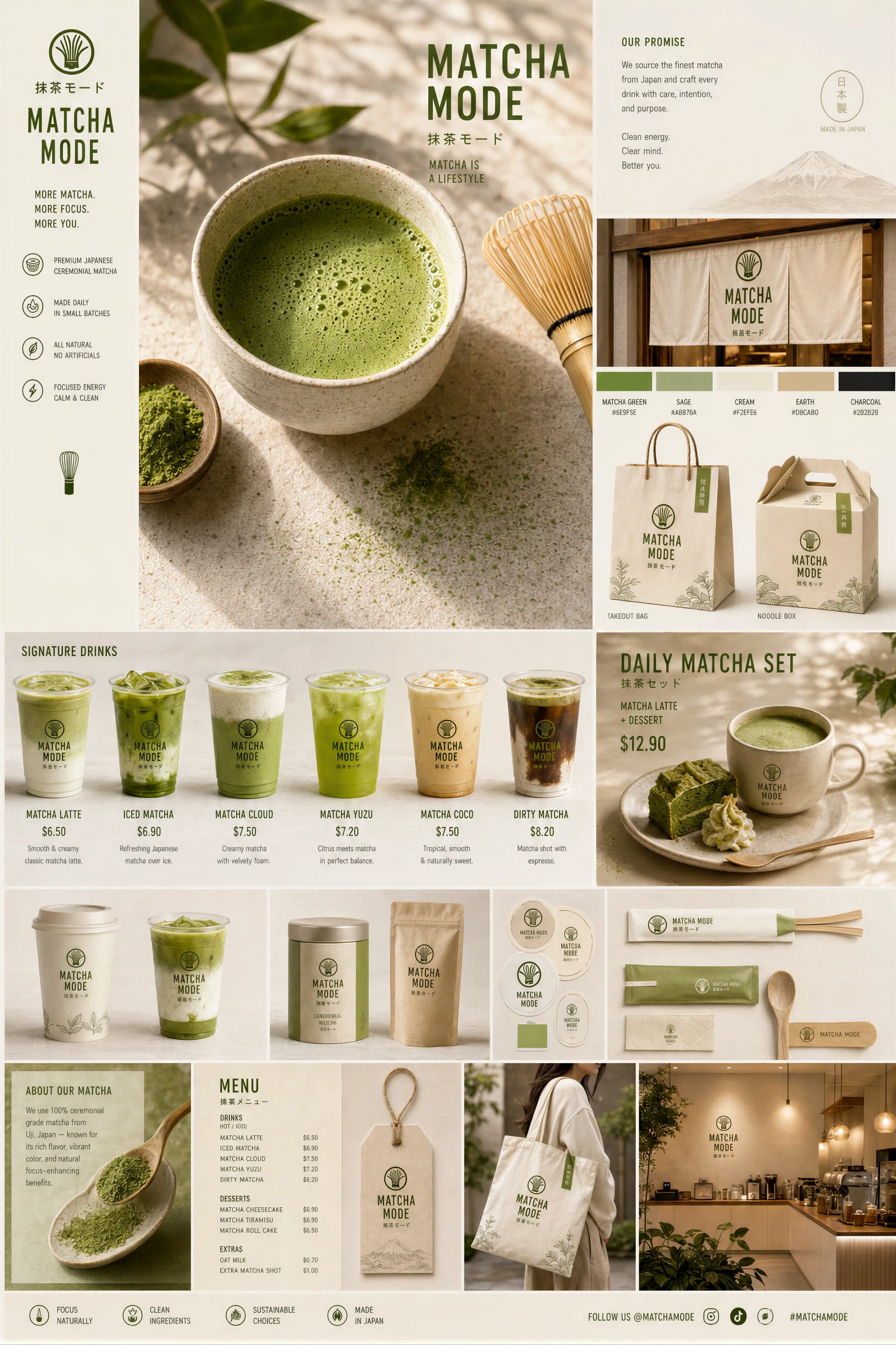 Matcha-Marke Touchpoint-Systemboard