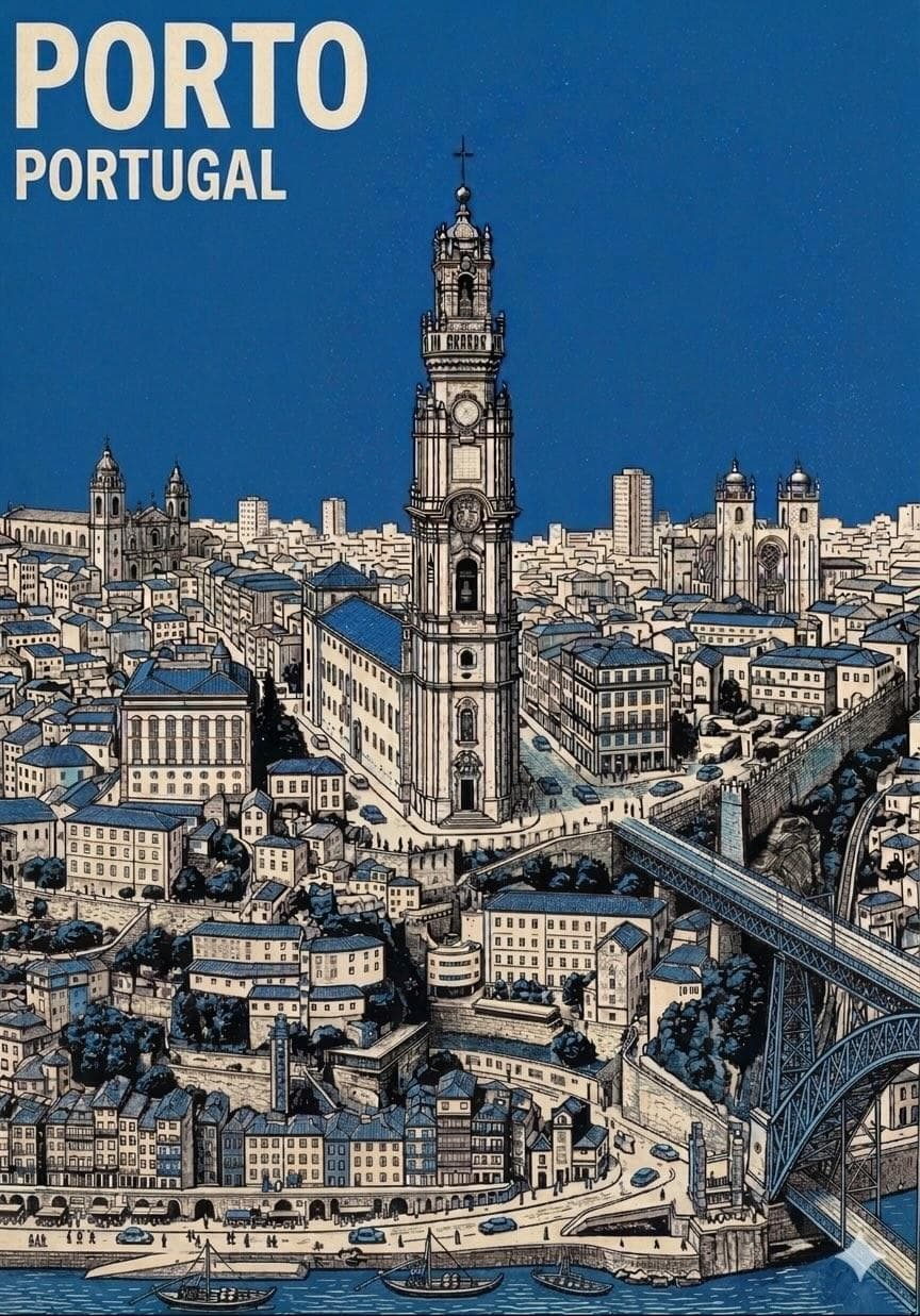 中世都市 旅行ポスター