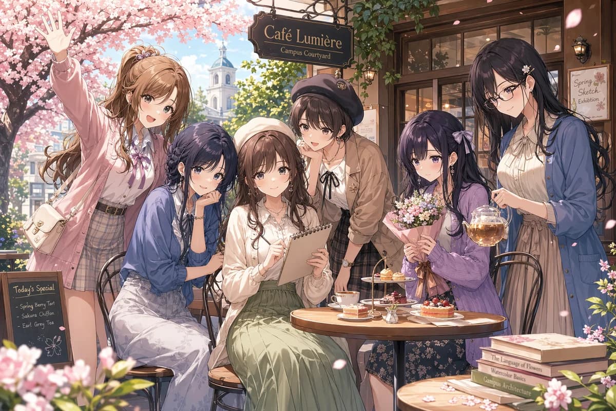 春のカフェ アニメ群像