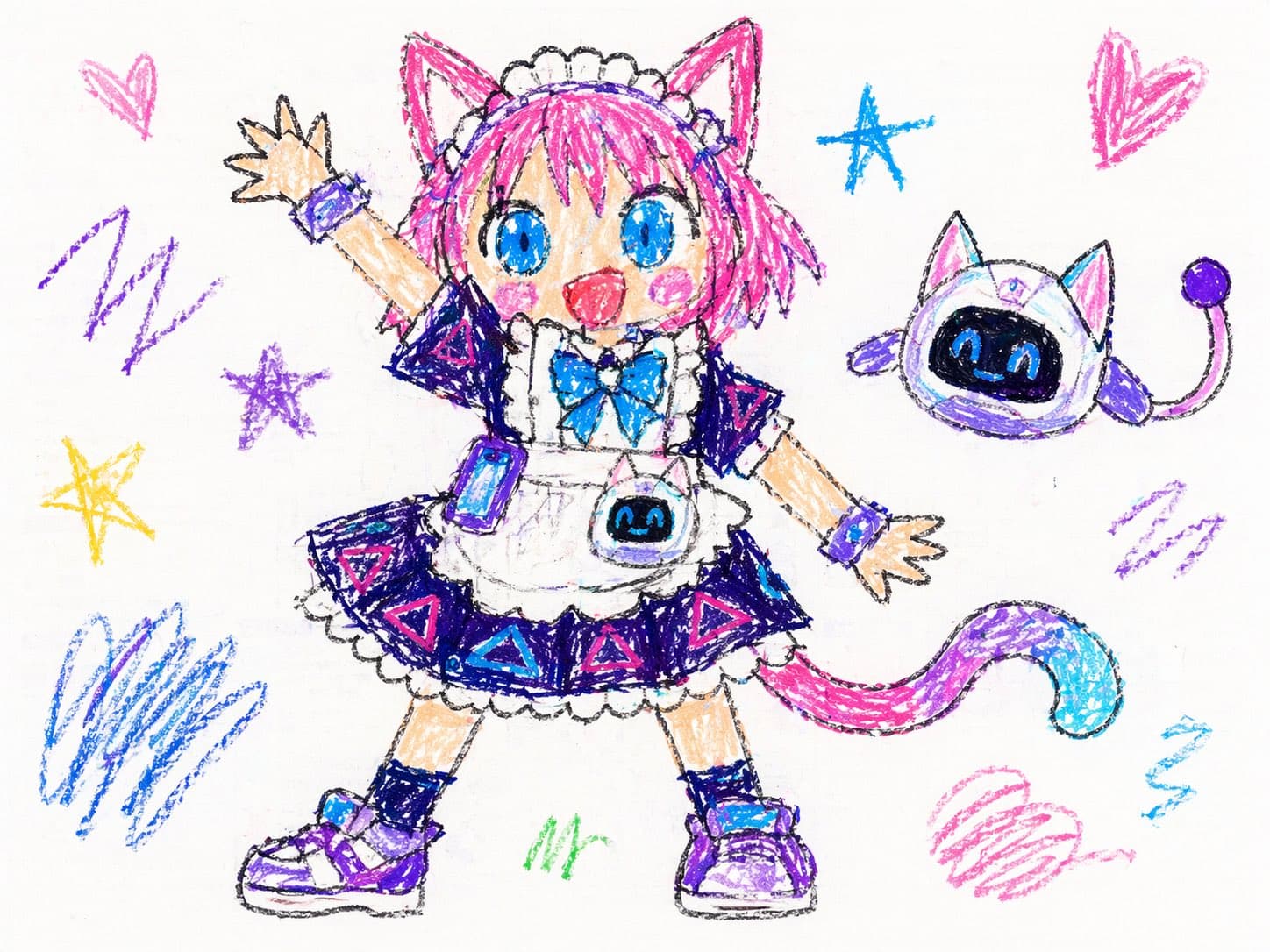 幼児クレヨン落書き風 ポートレート