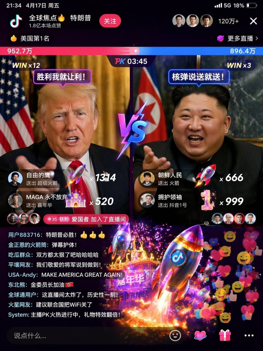 Captura de PK livestream de Trump y Kim