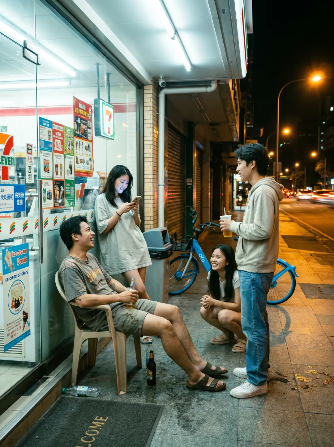 コンビニ 夜のシーン