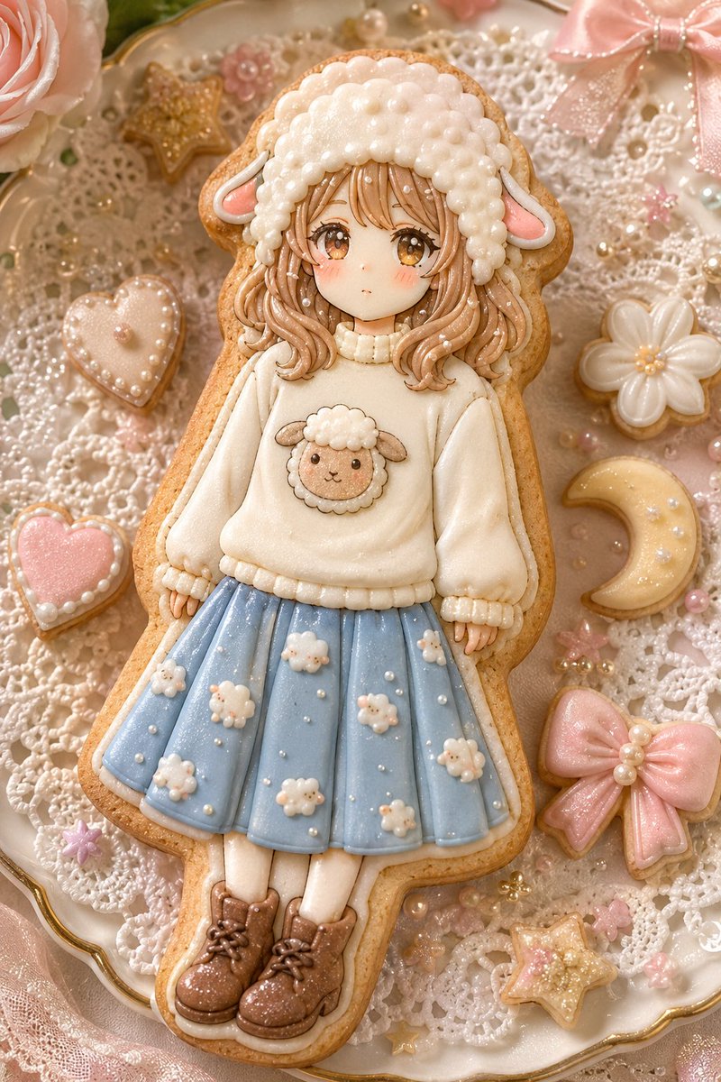 かわいい羊娘 アイシングクッキー