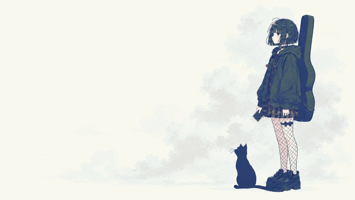 メランコリックなギター少女と猫
